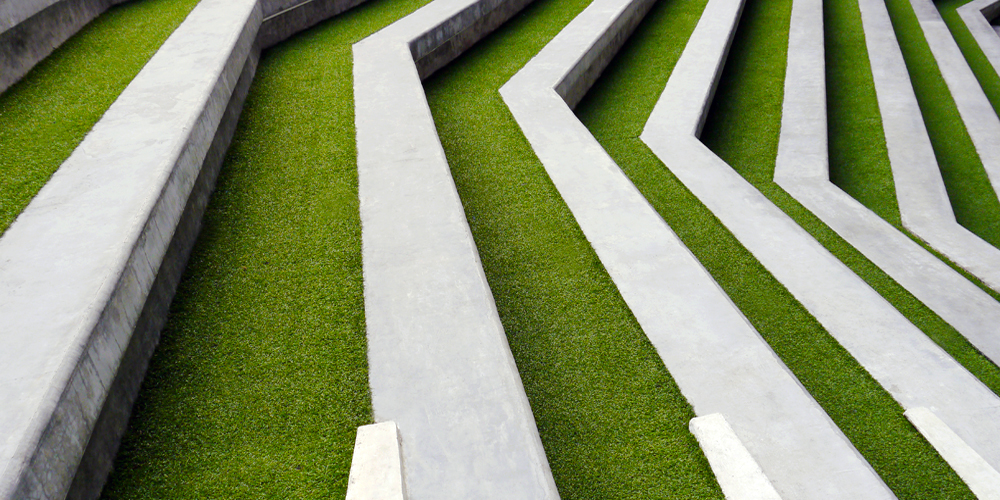 Artificial turf enhances any form of architecture.