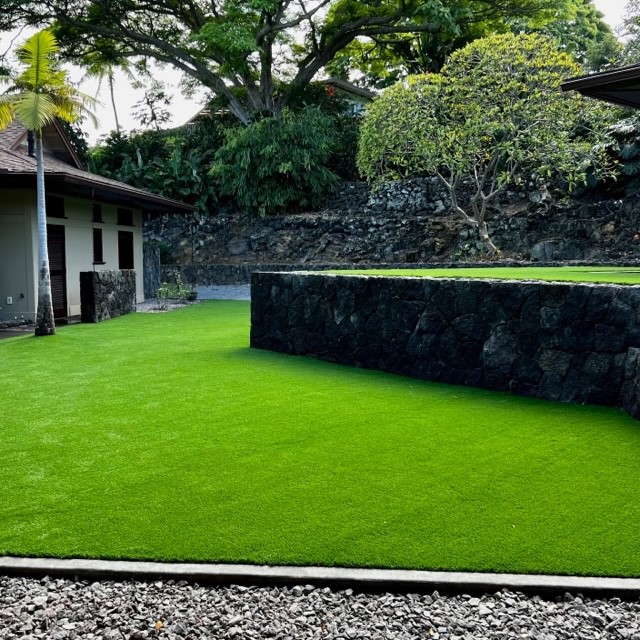 Our artificial grass product, Sequoia, installed in a home yard