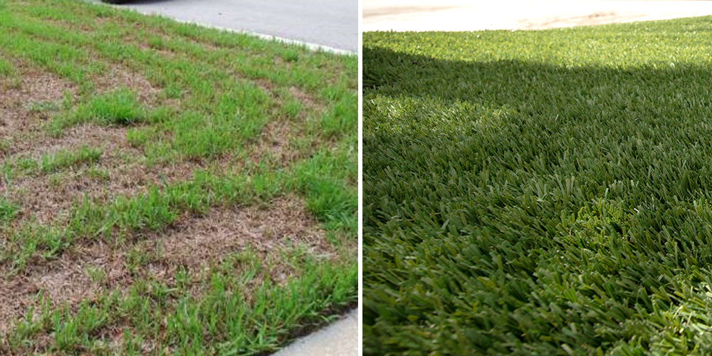 Lawn replacement for fire damaged yards is easy with artificial turf.