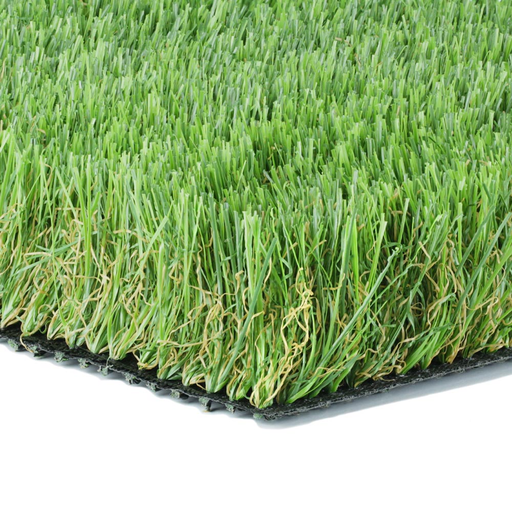 Artificial grass, Coastal Plush, has rich green tones.